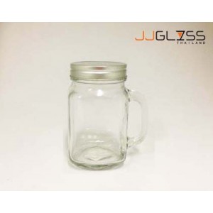 (AMORN)  Mason Jar 450 Silver - 16 oz. Handmade Colour Water Glass (450 ml.)